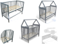 Preview: Kinderbett - Beistellbett - Babybett Haus 120x60cm mit Gurt und Rädern grau