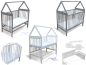 Preview: Kinderbett - Beistellbett - Babybett Haus 120x60cm mit Matratze Gurt und Rädern weiss
