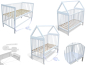 Preview: Kinderbett - Beistellbett - Babybett Haus 120x60cm mit Gurt und Rädern weiss