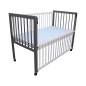 Preview: Kinderbett / Beistellbett / Babybett 2in1 120x60cm mit Matratze grau-weiß