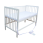 Preview: Kinderbett - Beistellbett - Babybett 120x60cm mit Matratze, Gurt und Rädern weiß