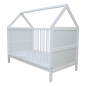 Preview: Babybett Kinderbett Juniorbett Bett Haus 140x70 cm umbaubar mit Matratze weiss