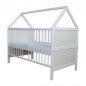 Preview: Babybett Kinderbett Juniorbett Bett Haus 140x70 cm umbaubar mit Matratze weiss