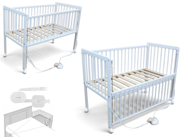 Kinderbett / Beistellbett / Babybett 2in1 120x60cm mit Gurt weiß