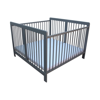 Zwillingsbett Zwillingskinderbett Kinderbett für Zwillinge massiv grau mit 2 Matratzen 120x120cm