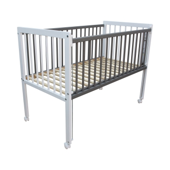 Preview: Kinderbett / Beistellbett / Babybett 2in1 120x60cm weiß-grau
