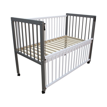 Preview: Kinderbett / Beistellbett / Babybett 2in1 120x60cm grau-weiß