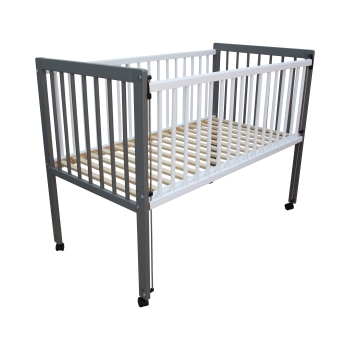 Preview: Kinderbett / Beistellbett / Babybett 2in1 120x60cm grau-weiß