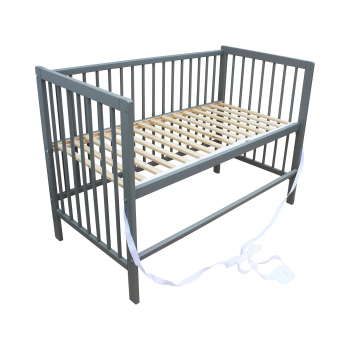 Kinderbett - Beistellbett - Babybett 120x60cm mit Gurt und Rädern grau
