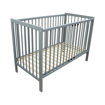 Kinderbett - Beistellbett - Babybett 120x60cm mit Gurt und Rädern grau