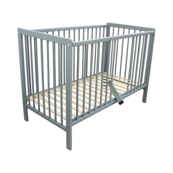 Kinderbett - Beistellbett - Babybett 120x60cm mit Gurt und Rädern grau