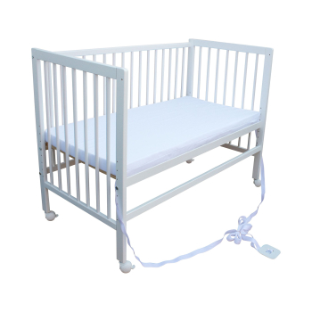 Kinderbett - Beistellbett - Babybett 120x60cm mit Matratze, Gurt und Rädern weiß