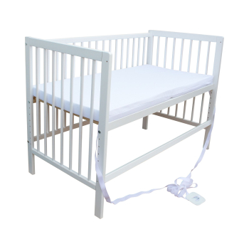 Kinderbett - Beistellbett - Babybett 120x60cm mit Matratze, Gurt und Rädern weiß