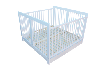 Preview: Zwillingsbett Kinderbett für Zwillinge 2in1 massiv weiß mit 2 Schubladen 120x120cm