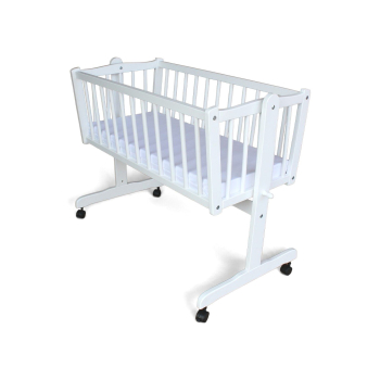 Preview: Wiege - Stubenwagen - Babywiege mit Feststellfunktion Kiefer massiv weiss