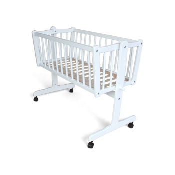 Preview: Wiege - Stubenwagen - Babywiege mit Feststellfunktion Kiefer massiv weiss