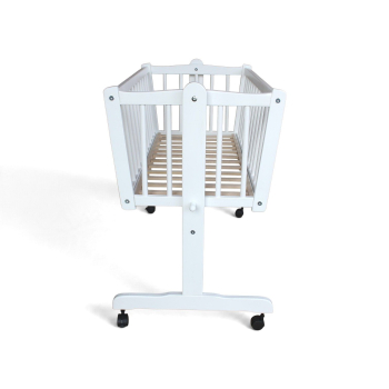 Preview: Wiege - Stubenwagen - Babywiege mit Feststellfunktion Kiefer massiv weiss
