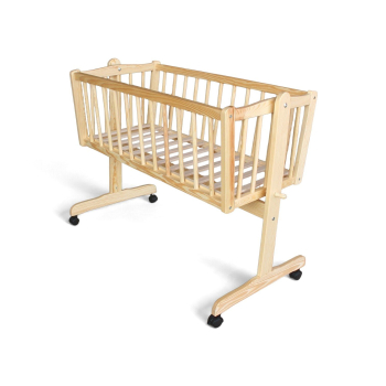Preview: Wiege - Stubenwagen - Babywiege mit Feststellfunktion Kiefer massiv