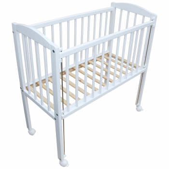 Preview: Beistellbett / Kinderbett 90x40 cm + Matratze und Rädern weiss höhenverstellbar