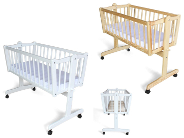 Preview: Wiege - Stubenwagen - Babywiege mit Feststellfunktion Kiefer massiv