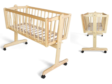Wiege - Stubenwagen - Babywiege mit Feststellfunktion Kiefer massiv