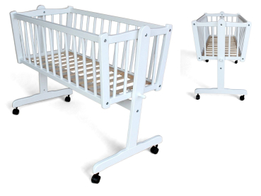 Wiege - Stubenwagen - Babywiege mit Feststellfunktion Kiefer massiv weiss