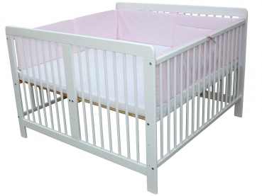 Zwillingsbett / Kinderbett für Zwillinge incl. 2 Matratzen und Nestchen rosa weiss