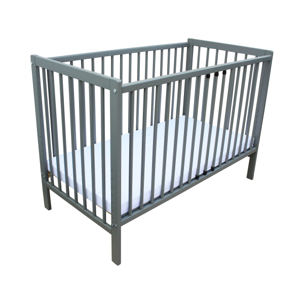 Kinderbett - Beistellbett - Babybett 120x60cm mit Matratze, Gurt und Rädern grau