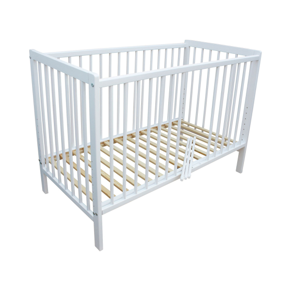 Kinderbett - Beistellbett - Babybett 120x60cm mit Gurt und Rädern weiß