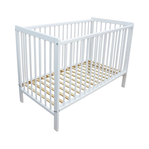 Kinderbett - Beistellbett - Babybett 120x60cm mit Gurt und Rädern weiß
