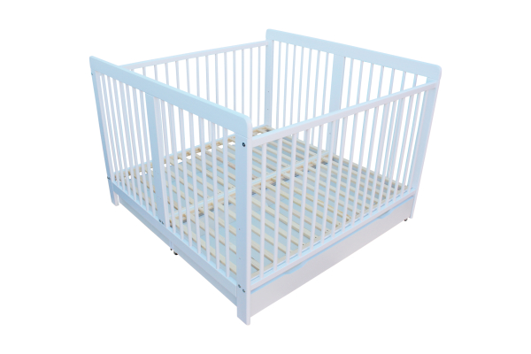 Zwillingsbett Kinderbett für Zwillinge 2in1 massiv weiß mit 2 Schubladen 120x120cm