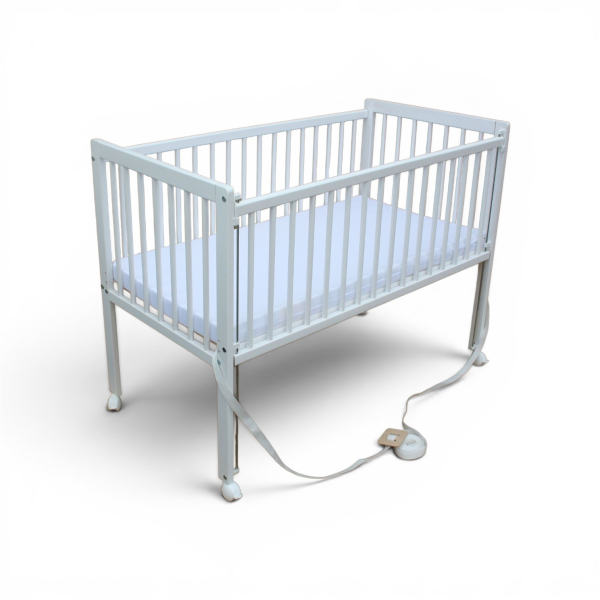 Kinderbett / Beistellbett / Babybett 2in1 120x60cm mit Matratze und Gurt weiß