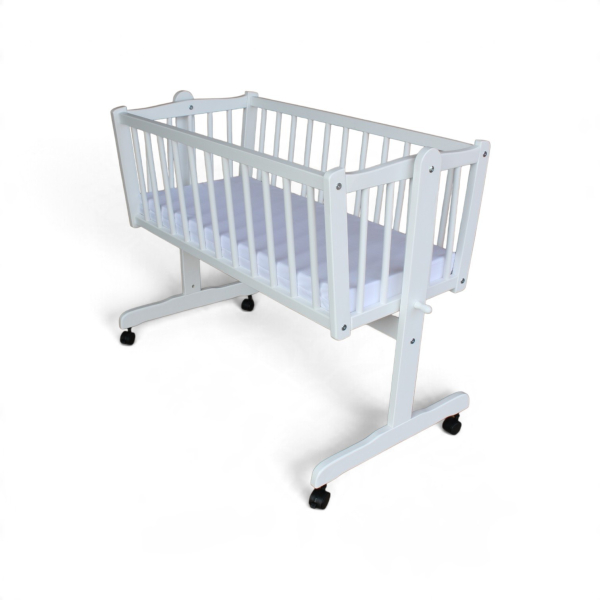 Wiege - Stubenwagen - Babywiege mit Feststellfunktion Kiefer massiv weiss
