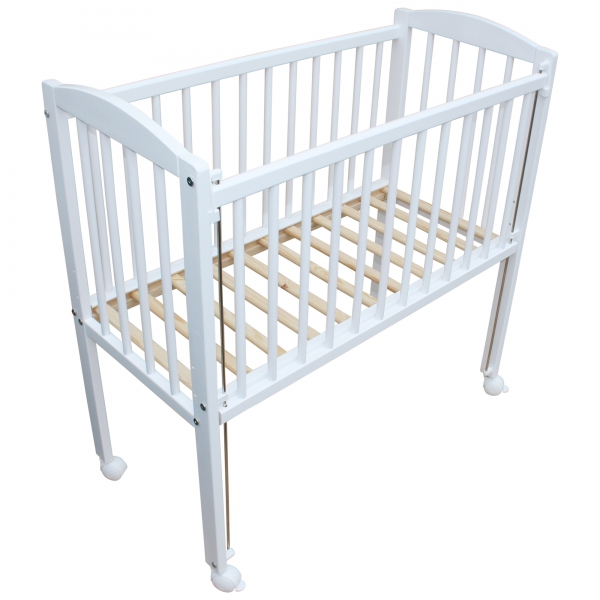Beistellbett / Kinderbett 90x40 cm + Matratze und Rädern weiss höhenverstellbar