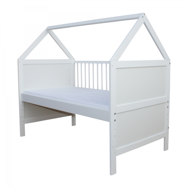 Juniorbett Bett Haus 160x70 cm mit Matratze und Schublade weiss Kinderbett 