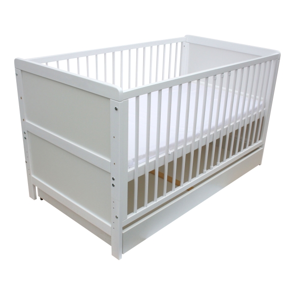 Kinderbett Juniorbett Beistellbett 140x70 cm 3in1 weiß mit Matratze und Schublade